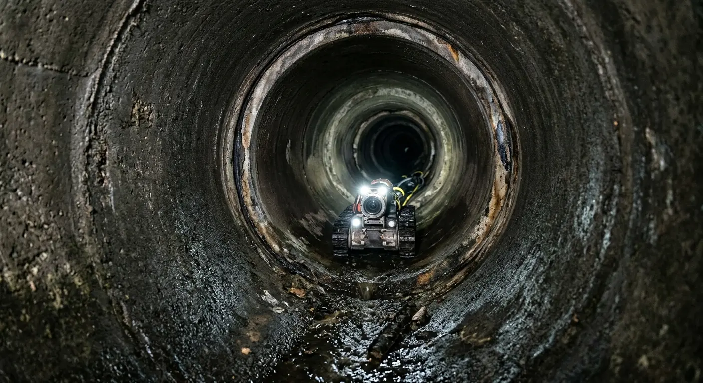 Robotic sewer camera inspecting pipe interior for Sewer Line Cleaning in Southeast Arcadia